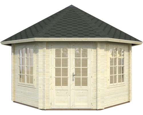 Gartenhaus aus Holz mit Dach und Fenstern