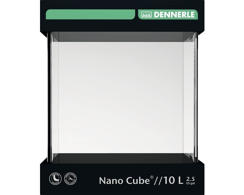 Aquarium DENNERLE Nano Cube 10 l mit schwarzer Rückwandfolie, Schaumstoffunterlage , Abdeckscheibe, Einsteigerbroschüre ca. 20 x 20 x 25 cm