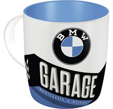 Keramiktasse mit BMW Logo und Garagenaufdruck