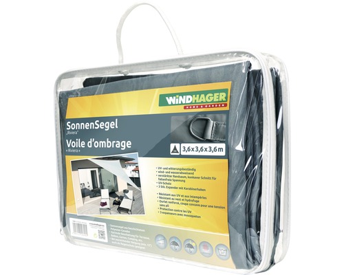 Windhager Sonnensegel Riviera 3,6x3,6x3,6 Meter verpackt