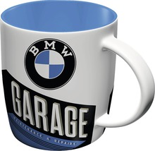 Keramiktasse mit BMW Logo und Garagenmotiv
