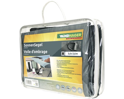 Windhager Sonnensegel Riviera 3,6x3,6 Meter in transparenter Verpackung