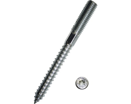 Stockschraube m. I-Stern 8x80 mm galv. verzinkt, 50 Stück Stockschraube mit metrischem Gewinde und Holzgewinde