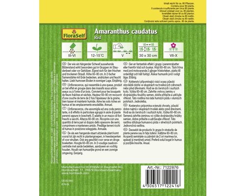 Samenpackung roter Amaranth von FloraSelf mit Informationen zur Aussaat und Pflege