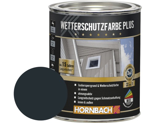 HORNBACH Holzfarbe Wetterschutzfarbe Plus anthrazit 750 ml Dose Wetterschutzfarbe Plus mit Farbbeispiel