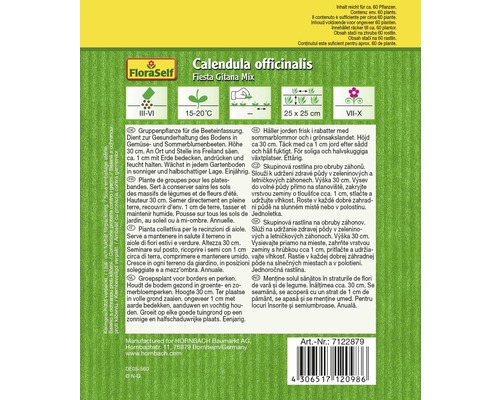 FloraSelf Calendula officinalis Fiesta Gitana Mix Samenpackung zur Beeteinfassung, Höhe circa 30 cm