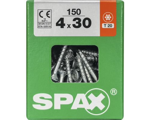 Spax Universalschraube T-STAR plus Senkkopf TX Teilgewinde 4x30 mm WIROX 150 Stück Spax Schrauben 4x30 Millimeter, Packung mit 150 Stück