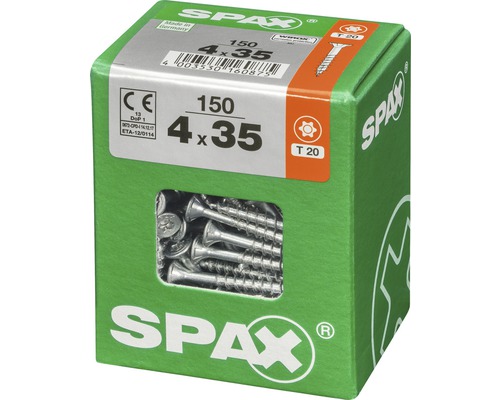 Spax Universalschrauben, 4x35 Millimeter, 150 Stück in grüner Verpackung