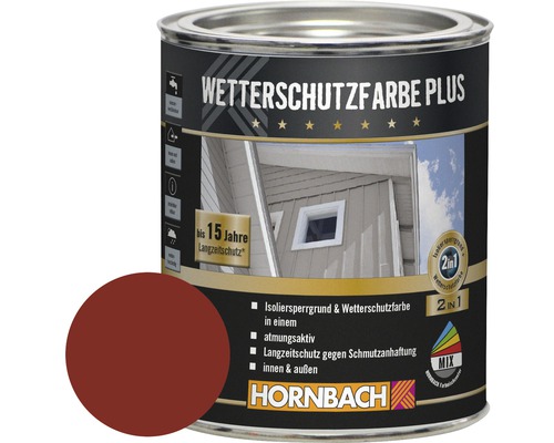 HORNBACH Holzfarbe Wetterschutzfarbe Plus schwedenrot 750 ml