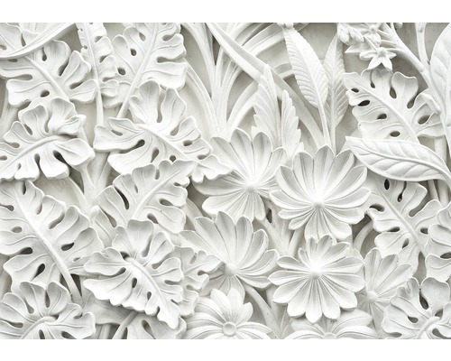 Fototapete Papier 10052P4 Blumen 3D weiß 2-tlg. 254 x 184 cm