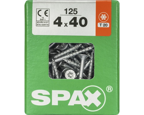 Spax Universalschraube T-STAR plus Senkkopf TX Teilgewinde 4x40 mm WIROX 125 Stück Spax Universalschrauben 4 mal 40 Millimeter, 125 Stück