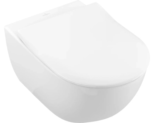 Villeroy & Boch Wand-WC Set Subway 2.0 Tiefspüler offener Spülrand weiß glänzend mit WC-Sitz 5614R201