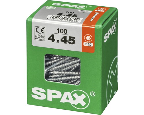 Spax Schrauben 4 x 45 Millimeter, 100 Stück