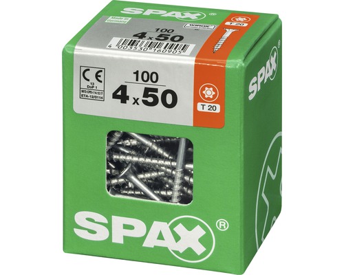 Spax Schrauben 4 x 50 Millimeter, 100 Stück Packung