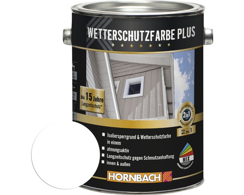 HORNBACH Holzfarbe Wetterschutzfarbe Plus weiß 5 l HORNBACH Holzfarbe Wetterschutzfarbe Plus weiß 5 l