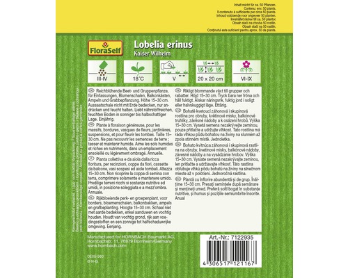 Lobelia erinus Kaiser Wilhelm Sämerei Verpackung