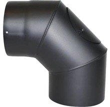 Ofenrohr-Bogen 90° Ø120 mm mit Tür senotherm lackiert schwarz metallic-thumb-0