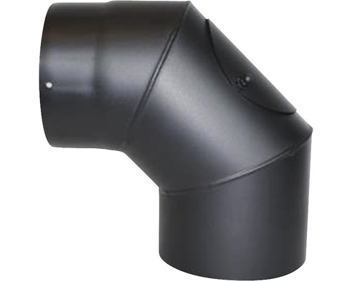 Ofenrohr-Bogen 90° Ø120 mm mit Tür senotherm lackiert schwarz metallic Ofenrohrbogen mit Reinigungsöffnung