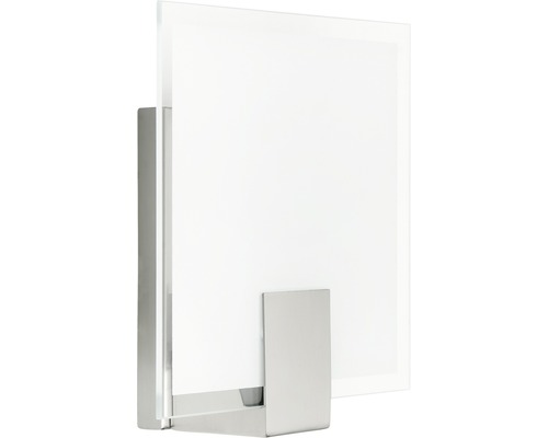 Wandleuchte mit transparentem Lampenschirm und silberfarbener Halterung