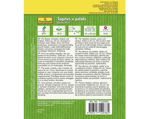 Tagetes Patula Bonita Mix Pflanzensamenpackung mit Informationen zu Anbau und Pflege