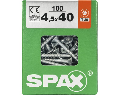 Spax Universalschraube T-STAR plus Senkkopf TX Teilgewinde 4,5x40 mm WIROX 100 Stück Spax Schrauben 4,5x40 Millimeter, 100 Stück