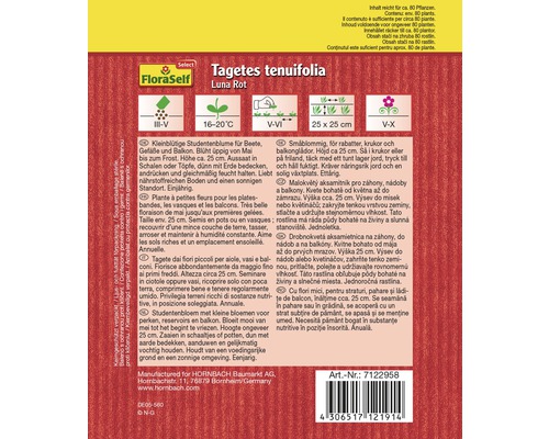 Verpackung Tagetes tenuifolia Luna Rot Saatgut