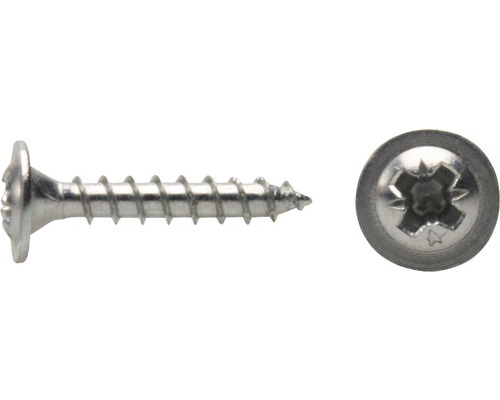 JD Plus Rückwandschraube Pozidriv 3x20 mm galv. verzinkt Senkkopfschraube mit Innensechsrundaufnahme, Seiten- und Frontansicht