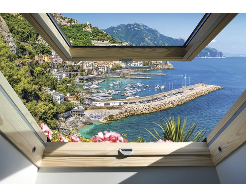 Fototapete Papier 10389P4 Dachfenster Riviera blau grün 2-tlg. 254 x 184 cm-0