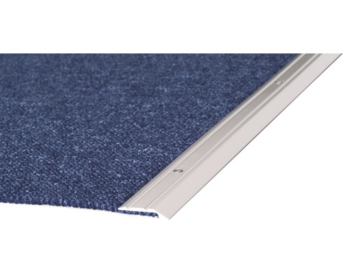 Prinz Abschlussprofil Alu Edelstahl matt gelocht 30 x 1000 mm Blauer Teppich mit silberner Treppenkantenprofil