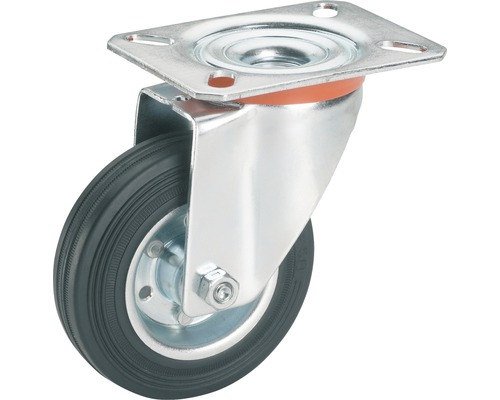 Tarrox Transport-Geräte-Lenkrolle, bis 150 kg, mit Platte, 160 x 195 x 40 mm Lenkrolle mit Platte zur Befestigung