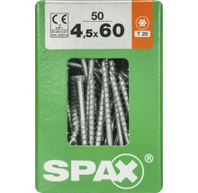 Schrauben der Größe 4,5x60 Millimeter in einer grünen Spax-Verpackung.