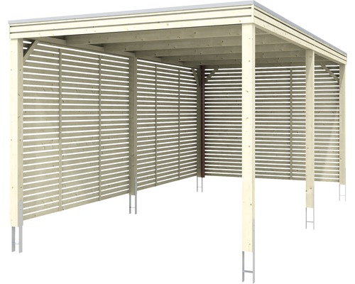 Holzcarport mit Lamellenwänden für den Außenbereich