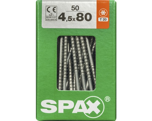Spax Universalschraube T-STAR plus Senkkopf TX Teilgewinde 4,5x80 mm WIROX 50 Stück Spax Schrauben 4,5x80 mm im Karton