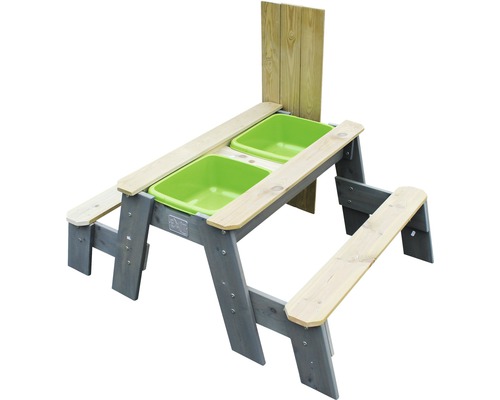 Sand-, Wasser- und Picknicktisch EXIT Aksent mit 2 Bänken 94x121x50 cm grau Sand-, Wasser- und Picknicktisch EXIT Aksent mit 2 Bänken 94x121x50 cm grau