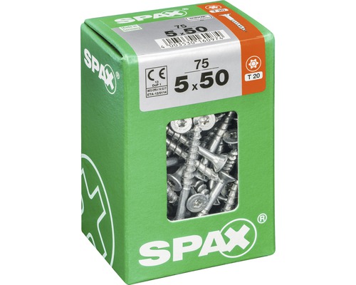 Spax Schrauben 5 x 50 Millimeter, 75 Stück Packung