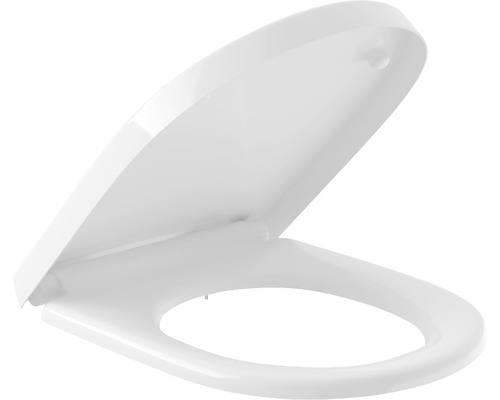 Weißer Toilettensitz mit offenem Deckel