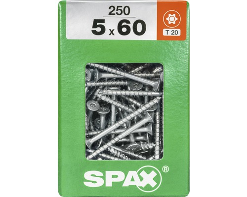 Spax Universalschraube T-STAR plus Senkkopf TX Teilgewinde 5x60 mm WIROX 250 Stück Spax screws 5x60 mm, package of 250