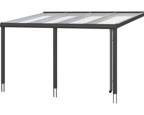 Terrassenüberdachung mit Stahlrahmen und transparentem Dach