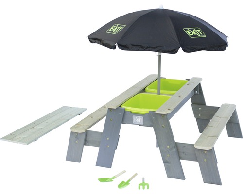 Sand-, Wasser- und Picknicktisch EXIT Aksent Deluxe mit 2 Bänken 94x121x50 cm grau Sand-, Wasser- und Picknicktisch EXIT Aksent Deluxe mit 2 Bänken 94x121x50 cm grau