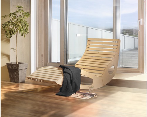 Sauna Wellnessliege Weka 165x64x95 cm aus Holz ergonomisch inkl. Saunatuch-0