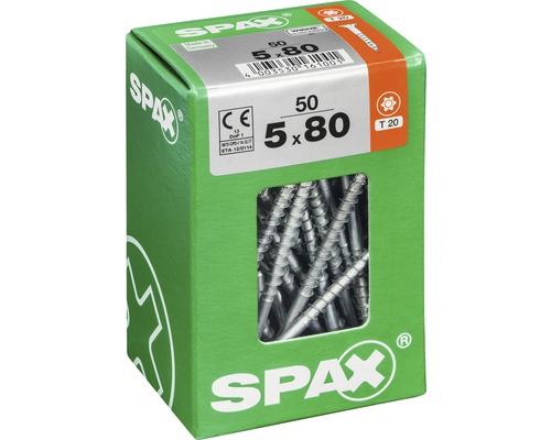 Box mit 50 SPAX Schrauben, 5x80 Millimeter