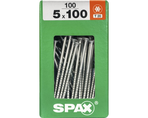 Spax Universalschraube T-STAR plus Senkkopf TX Teilgewinde 5x100 mm WIROX 100 Stück Packung mit 100 Schrauben, 5 x 100 Millimeter, mit T20 Torx Antrieb