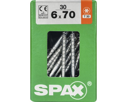 Spax Universalschraube T-STAR plus Senkkopf TX Teilgewinde 6x70 mm WIROX 30 Stück Spax Schrauben 6x70 Millimeter, 30 Stück Packung