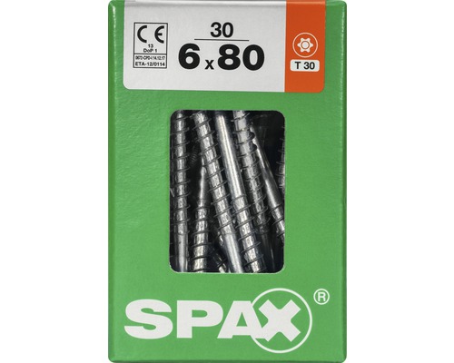 Spax Universalschraube T-STAR plus Senkkopf TX Teilgewinde 6x80 mm WIROX 30 Stück Spax Universalschrauben 6 x 80 Millimeter, 30 Stück