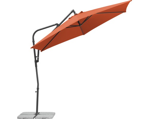 Ampelschirm Schneider Genua Ø 300 cm H 255 cm terracotta Freiarm-Sonnenschirm mit Betonfuß