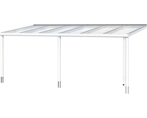 Freistehendes Terrassendach mit transparenten Paneelen und Stahlrahmen