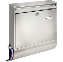 Burg Wächter Briefkasten-Set Edelstahl BxHxT 362/422/100 mm Borkum 38770 NI mit Klappe Zeitungsbox Öffnungsstopp Namensschild
