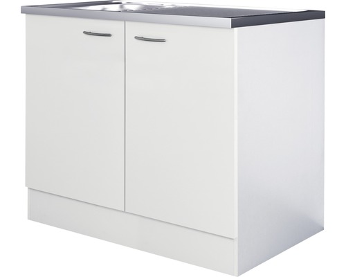 Flex Well Spülenschrank inkl Spüle Wito BxTxH 100 x 60 x 85 cm weiß matt zerlegt 5372