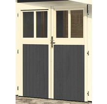 Doppeltür aus Holz mit Glaseinsätzen für Gartenhaus