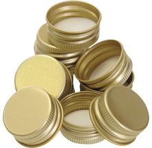 Stapel goldfarbener Schraubverschlussdeckel